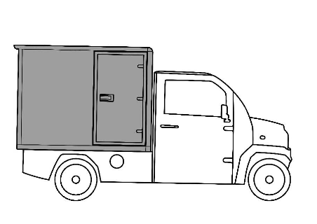 Vecturo Elektrokleintransporter mit Kastenaufbau und zusätzlicher Seitentür für flexiblen Zugang