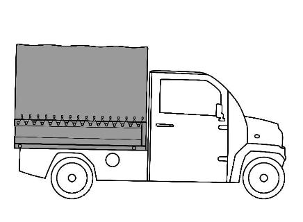 Vecturo Elektrokleintransporter mit flexiblem Aufbau, Seitenwänden und Planenabdeckung