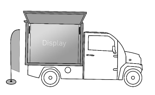 Vecturo Elektrokleintransporter mit LED-Bildschirm als mobile Werbefläche für Werbekampagnen