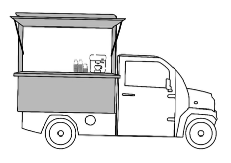 Vecturo Elektrokleintransporter als mobile Kaffeebar mit spezieller Ausstattung für Kaffeeverkauf