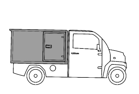 Vecturo Elektrokleintransporter mit kompaktem Kastenaufbau und praktischer Seitentür